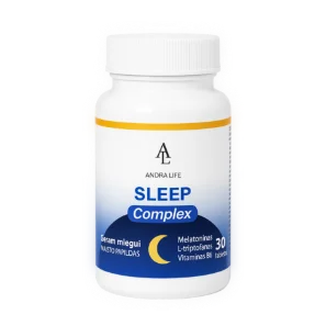 Moksliškai pagrįstas Sleep Complex su melatoninu, magniu ir vitaminais B6/B12 — natūralus būdas palaikyti miego ritmą, ramybę ir ryto žvalumą
