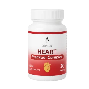 Heart Premium Complex su vitaminu B1, geležimi, folio rūgštimi, B6/B12 ir vitaminu E padeda palaikyti normalią širdies funkciją, deguonies pernešimą ir kraujodarą, o B vitaminai padeda mažinti nuovargį