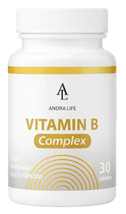 Vitamin B Complex – subalansuotas B grupės vitaminų derinys moterų kasdienybei: padeda palaikyti energiją ir nervų sistemą, o biotinas, niacinas ir riboflavinas prisideda prie normalios odos bei plaukų būklės